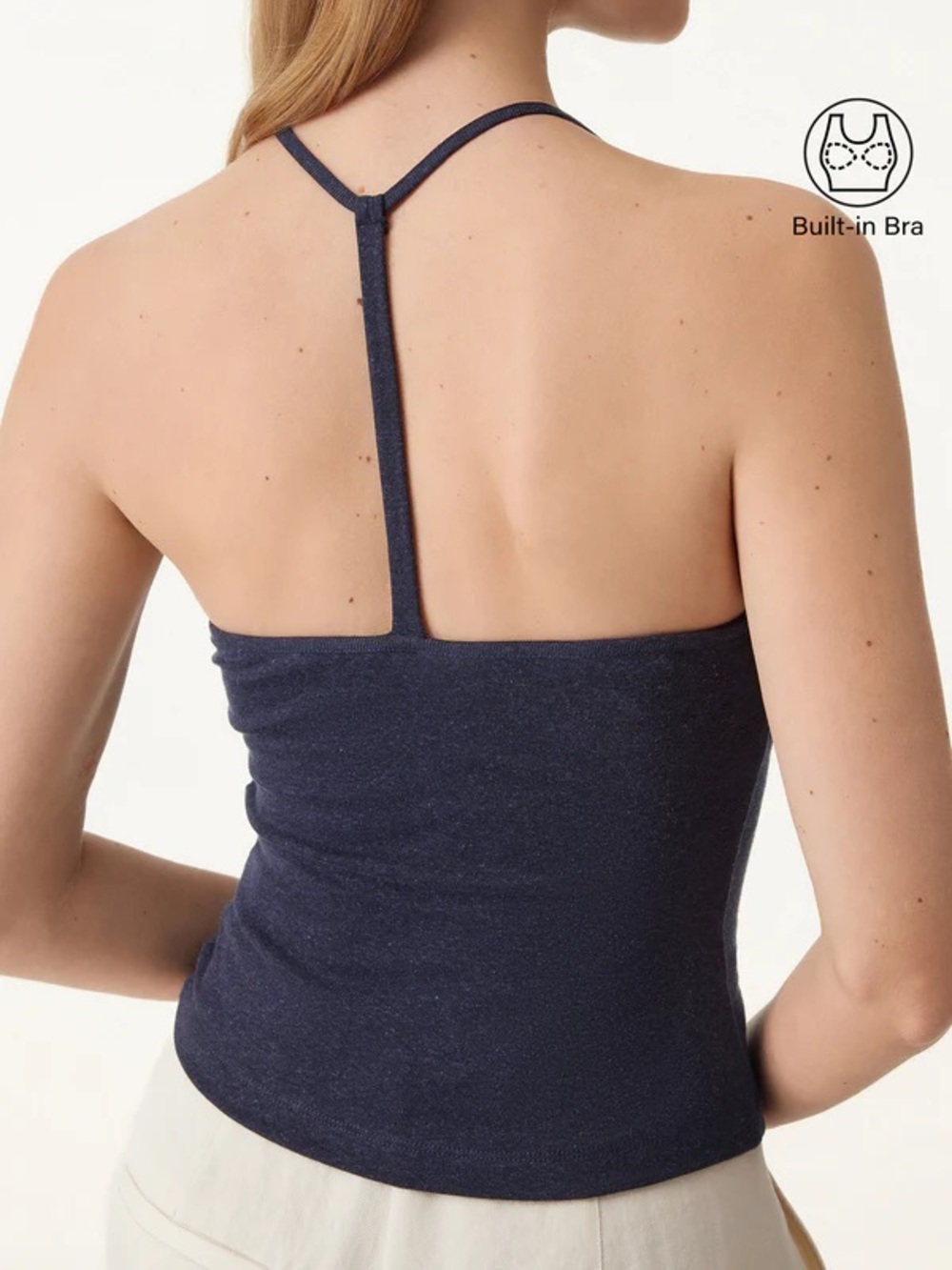 NWT OGL Soft Linen Luxe V-neck T-back Airy Bra Tank in BLACK - Picture 4 of 6